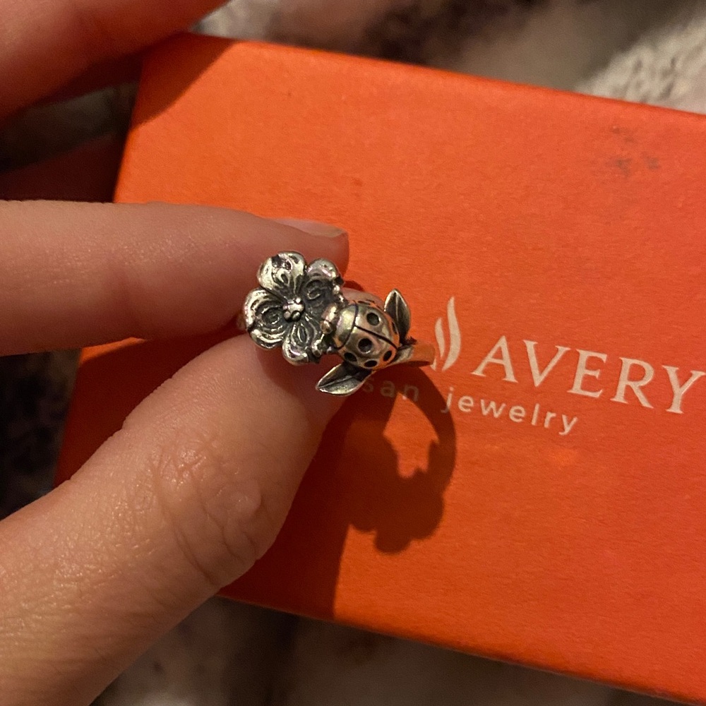 Avery Silver Retired Ladybug Dogwood Ring